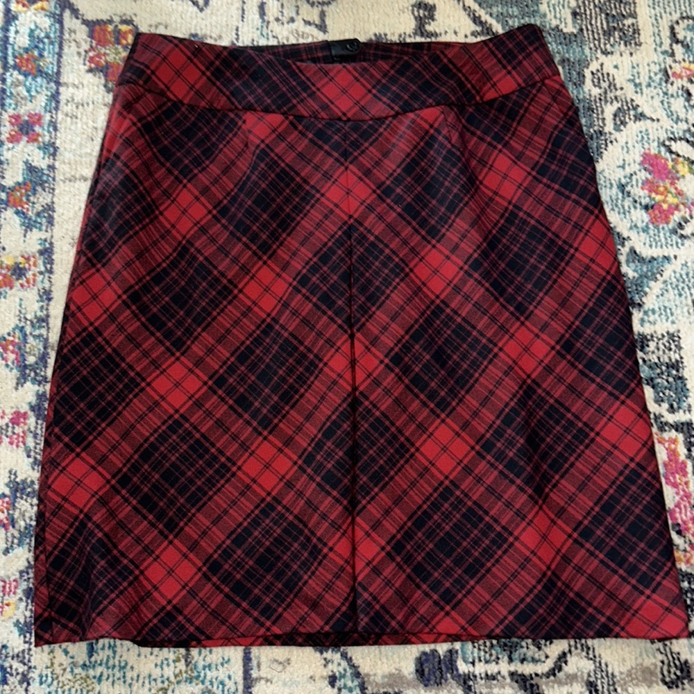 Talbots Wool Blend Plaid Long Pencil Pleated Front Skirt Size 16W